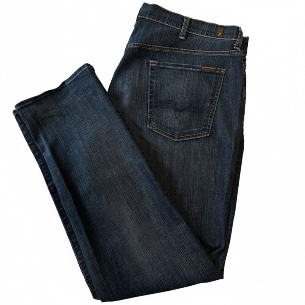 7 For All Mankind Men's Indigo Blue The Straight Leg Denim Jeans 40x33 EUC